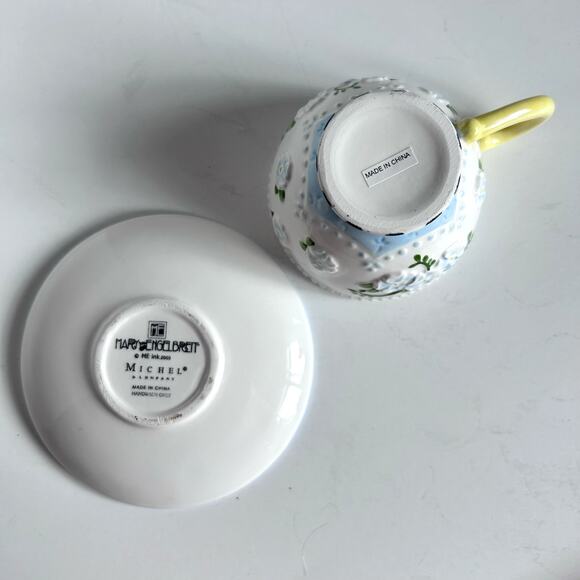 Mary Engelbreit Michel Co Teacup Candle w Saucer Youth Primrose 2003 - Picture 5 of 7